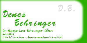 denes behringer business card
